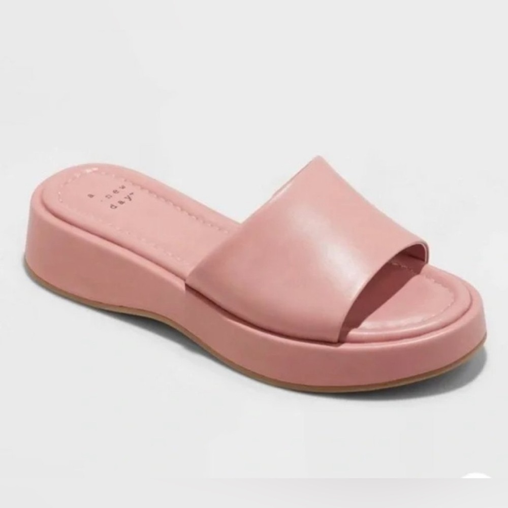 NEW! Size 5.5 Carlita Wedge Platform Slide Sandals - A New Day, Pink